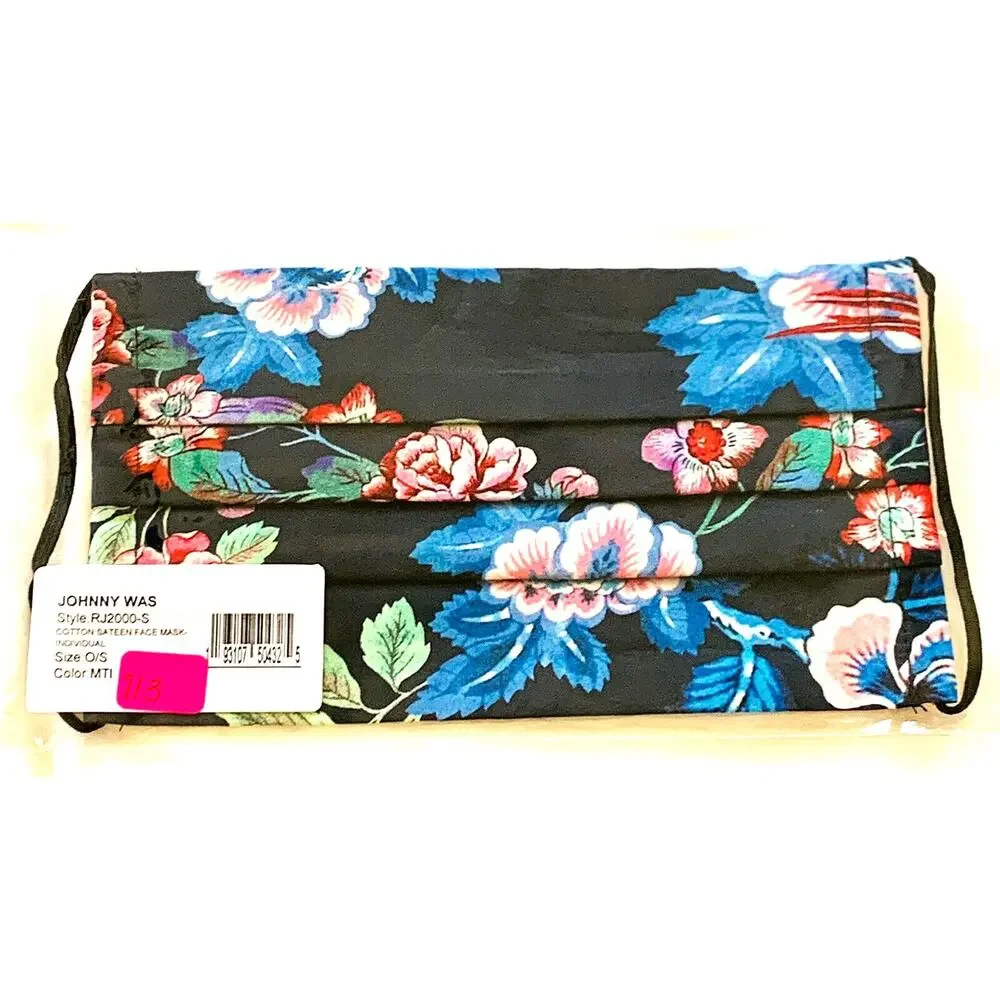 JOHNNY WAS Face Mask Designer Floral Cotton Face Mask